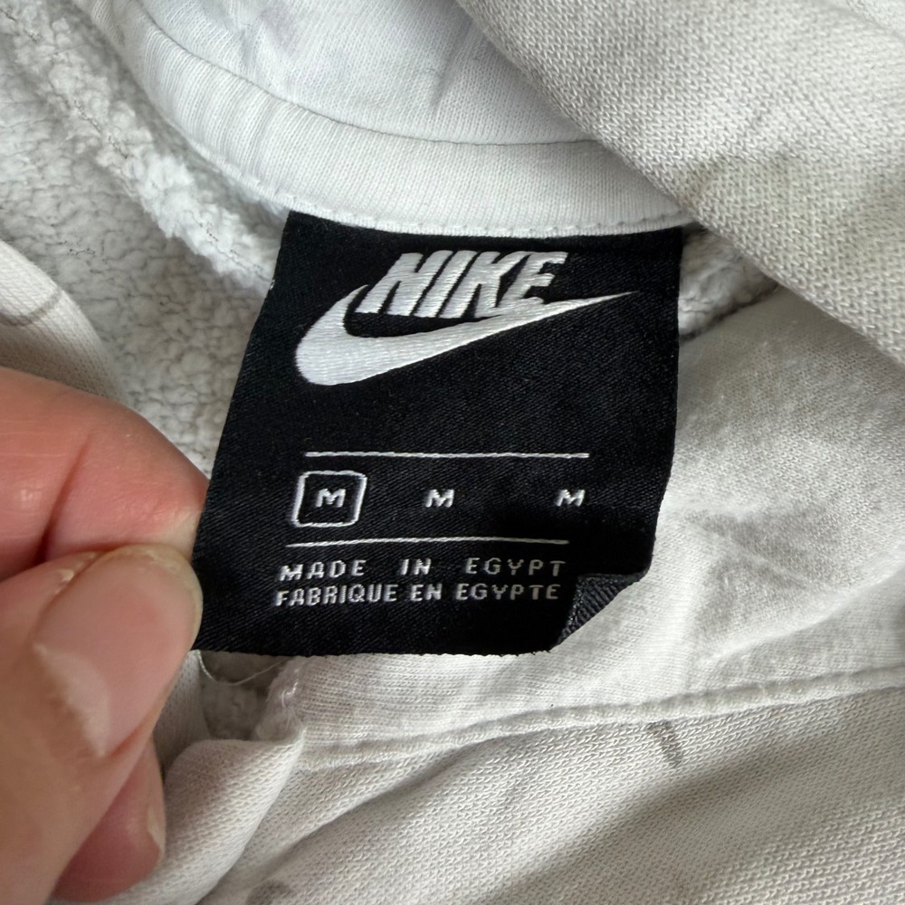 NIKE Mens M White Gray Mini Swoosh All Over Print Fleece Pullover Hoodie CJ5405 - Picture 4 of 9